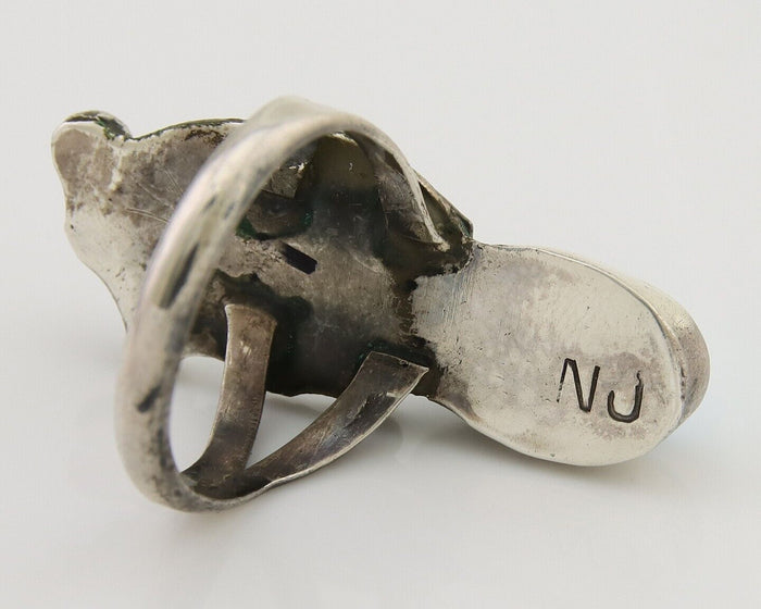 Navajo Handmade Ring 925 Silver Turquoise Signed Nila Johnson C.80's