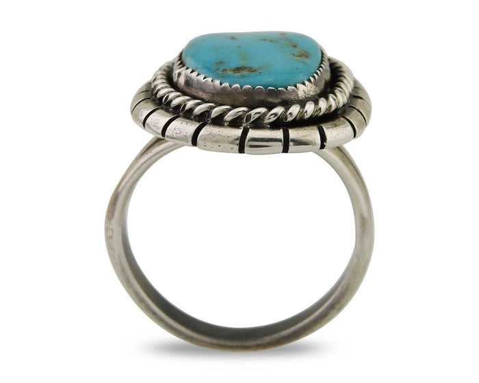 Navajo Handmade Ring 925 Silver Turquoise Signed Tom Willeto C.80's