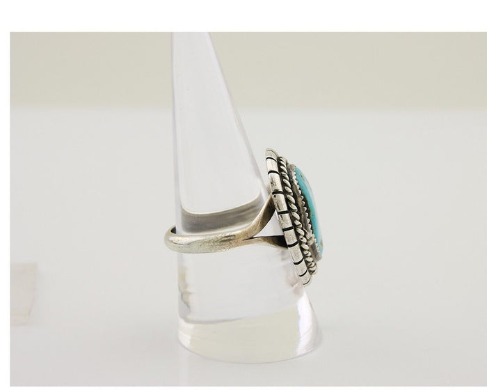 Navajo Handmade Ring 925 Silver Turquoise Signed Tom Willeto C.80's