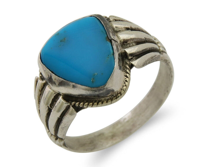 Navajo Handmade Ring 925 Sterling Silver Natural Turquoise Native Artist C.80's