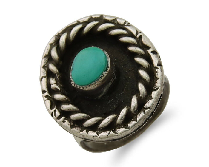 Navajo Handmade Ring 925 Sterling Silver Natural Turquoise Native Artist C.80's