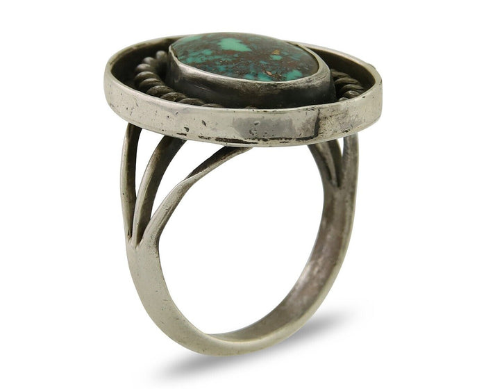 Navajo Handmade Ring 925 Sterling Silver Natural Turquoise Native Artist C.80's