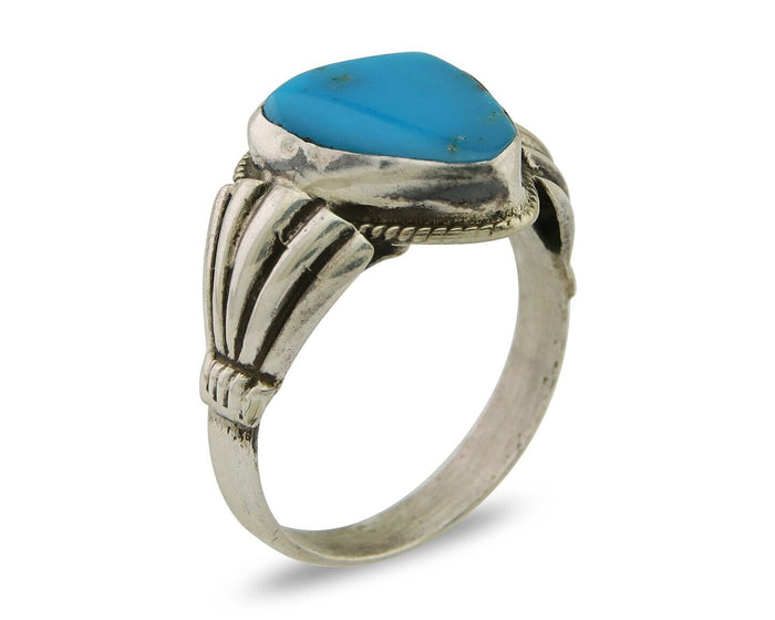 Navajo Handmade Ring 925 Sterling Silver Natural Turquoise Native Artist C.80's