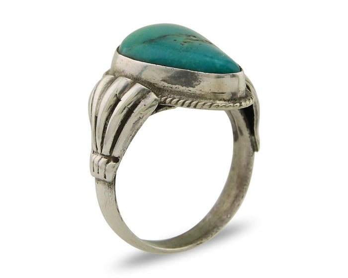 Navajo Handmade Ring 925 Sterling Silver Natural Turquoise Native Artist C.80's
