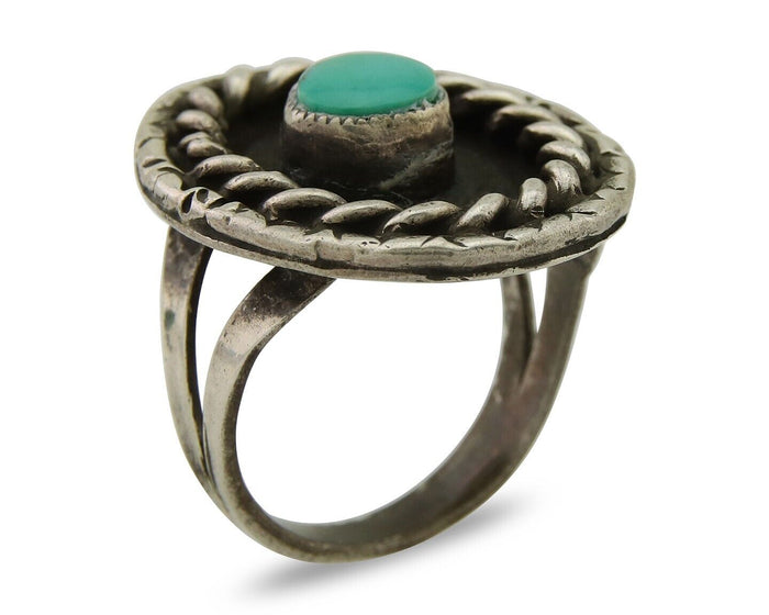 Navajo Handmade Ring 925 Sterling Silver Natural Turquoise Native Artist C.80's