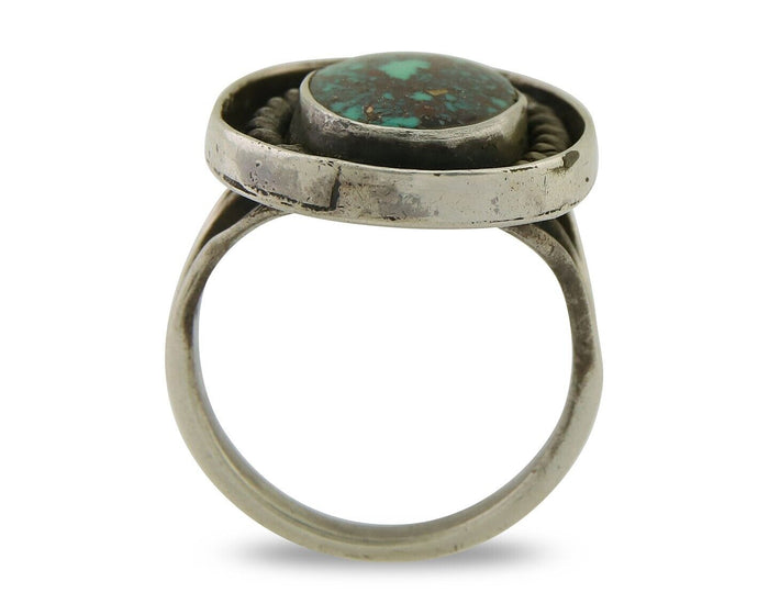 Navajo Handmade Ring 925 Sterling Silver Natural Turquoise Native Artist C.80's