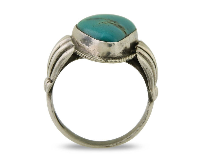 Navajo Handmade Ring 925 Sterling Silver Natural Turquoise Native Artist C.80's