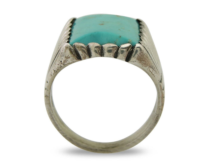 Navajo Handmade Ring 925 Sterling Silver Natural Turquoise Native Artist C.80's