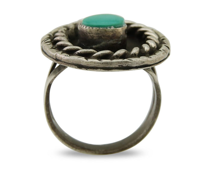 Navajo Handmade Ring 925 Sterling Silver Natural Turquoise Native Artist C.80's