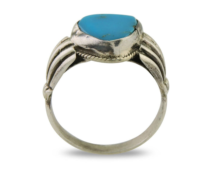 Navajo Handmade Ring 925 Sterling Silver Natural Turquoise Native Artist C.80's