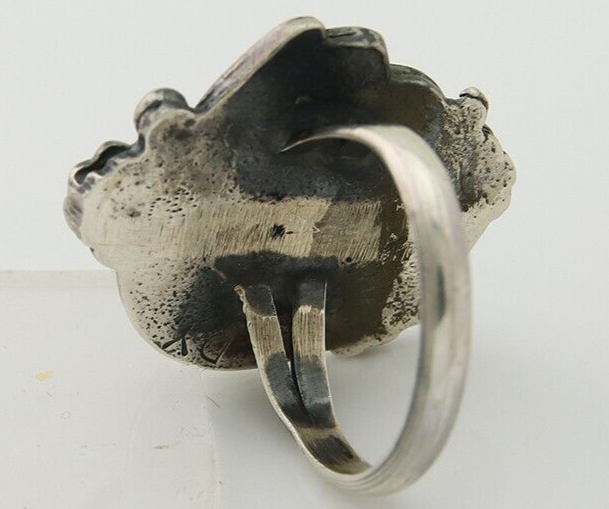 Navajo Handmade Ring 925 Sterling Silver Natural Turquoise Native Artist C.80's