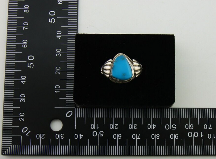 Navajo Handmade Ring 925 Sterling Silver Natural Turquoise Native Artist C.80's