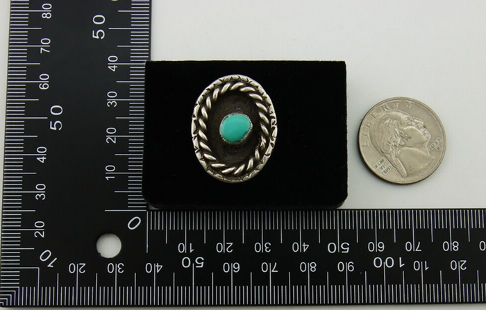 Navajo Handmade Ring 925 Sterling Silver Natural Turquoise Native Artist C.80's