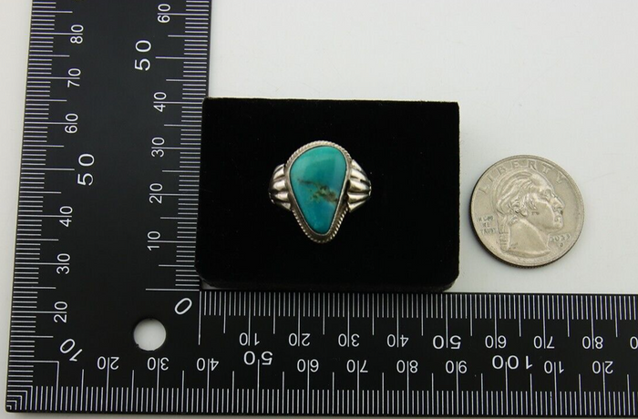 Navajo Handmade Ring 925 Sterling Silver Natural Turquoise Native Artist C.80's