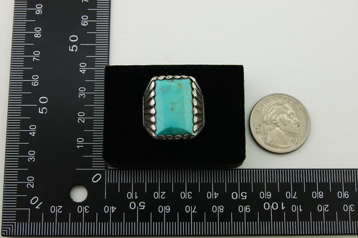 Navajo Handmade Ring 925 Sterling Silver Natural Turquoise Native Artist C.80's