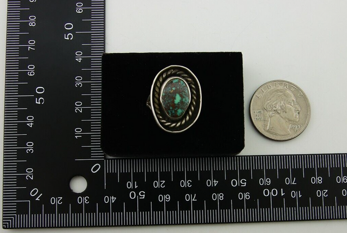 Navajo Handmade Ring 925 Sterling Silver Natural Turquoise Native Artist C.80's