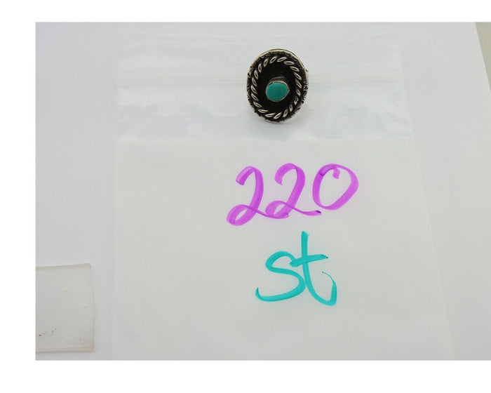 Navajo Handmade Ring 925 Sterling Silver Natural Turquoise Native Artist C.80's