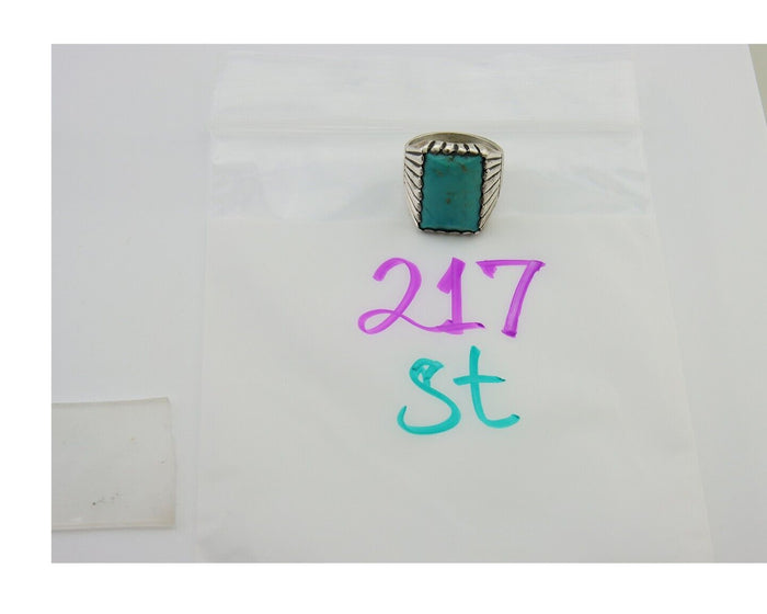Navajo Handmade Ring 925 Sterling Silver Natural Turquoise Native Artist C.80's