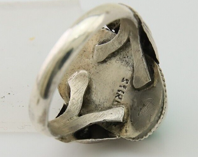 Navajo Handmade Ring 925 Sterling Silver Turquoise Native American Artist C.80's