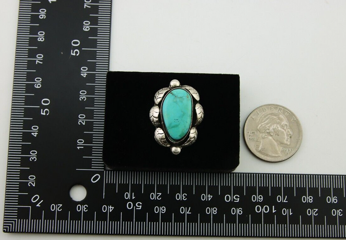 Navajo Handmade Ring 925 Sterling Silver Turquoise Native American Artist C.80's