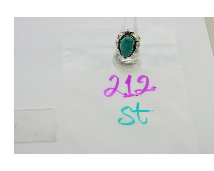 Navajo Handmade Ring 925 Sterling Silver Turquoise Native American Artist C.80's