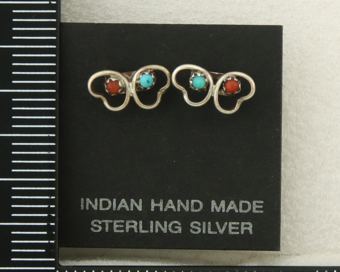Navajo Heart Earrings 925 Silver Natural Gemstone Native American Artist C.80's
