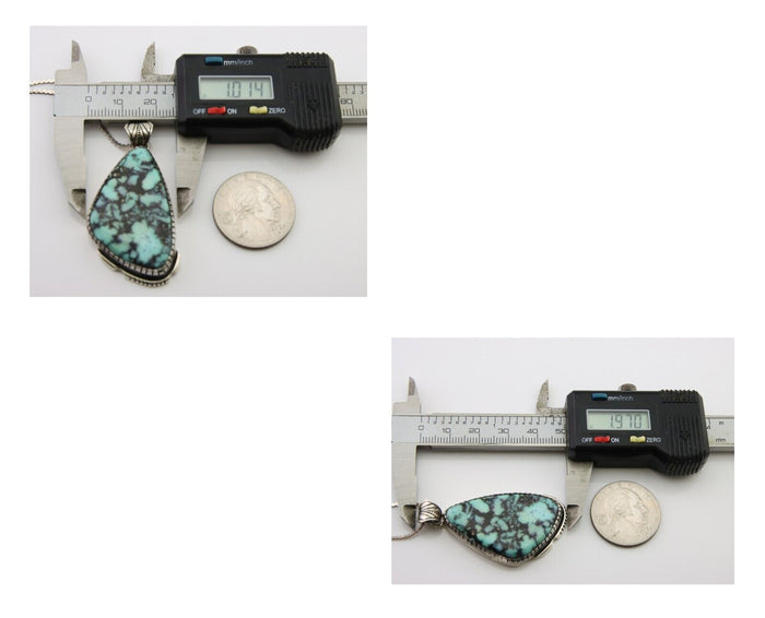 Navajo Heart Necklace 925 Silver Natural Turquoise Artist Signed C.80's