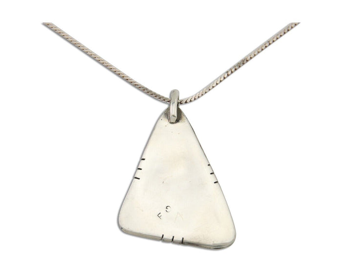 Navajo Heart Necklace 925 Silver Natural Turquoise Artist Signed FG C80s