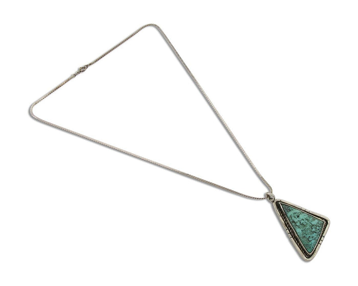 Navajo Heart Necklace 925 Silver Natural Turquoise Artist Signed FG C80s