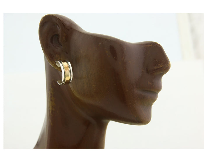 Navajo Hoop Earrings 925 Silver & Gold Native American Artist C.80's