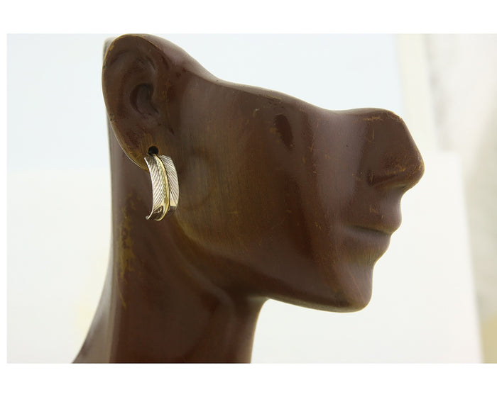 Navajo Hoop Earrings 925 Silver & Gold Native American Artist C.80's