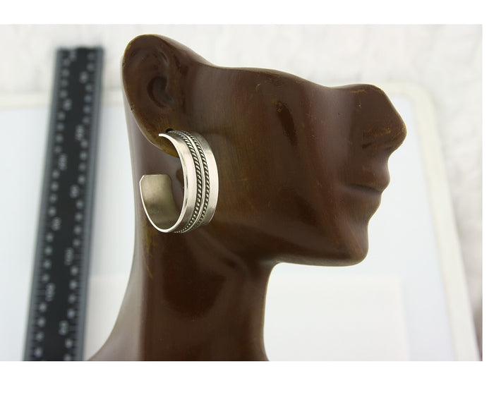 Navajo Hoop Earrings Sterling Silver Vintage Authentic Signed Ron Yazzie
