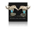 Navajo Humming Bird Earrings 925 Silver Turquoise Native Artist C.80's