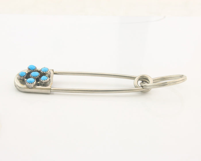 Navajo Key Chain .925 Silver Natural Turquoise Handmade Native American Artist