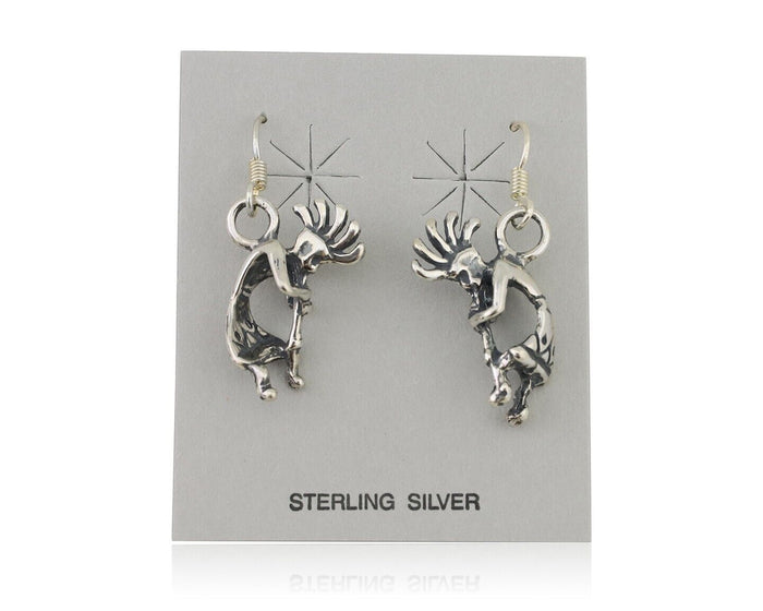 Navajo Kokopelli Dangle Earrings 925 Silver Native American Artist C.80's