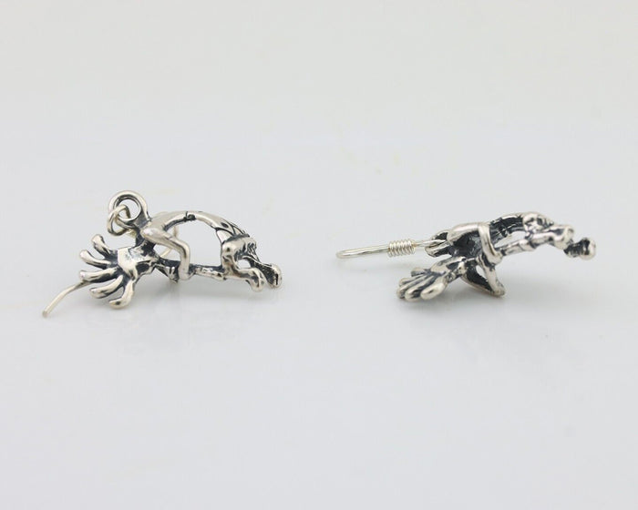 Navajo Kokopelli Dangle Earrings 925 Silver Native American Artist C.80's
