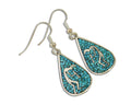 Navajo Kokopelli Earrings 999 Nickel Chip Inlay Turquoise Coral Native American