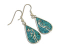 Navajo Kokopelli Earrings 999 Nickel Chip Inlay Turquoise Coral Native American