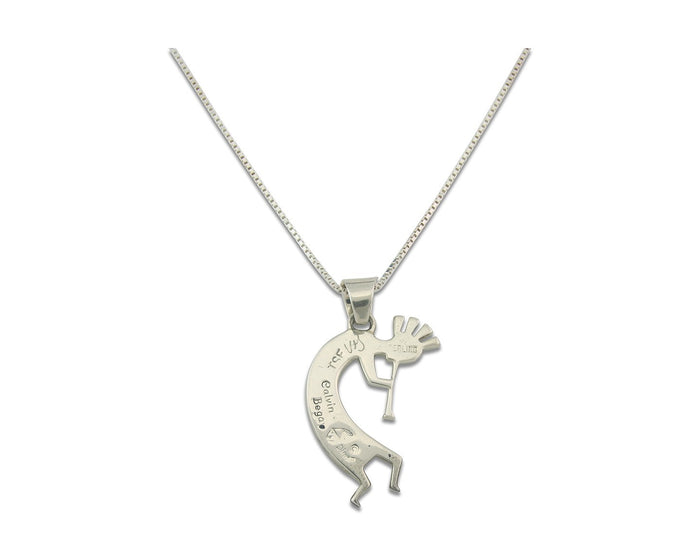 Navajo Kokopelli Necklace Sterling Silver Natural Gemstone Vintage Signed