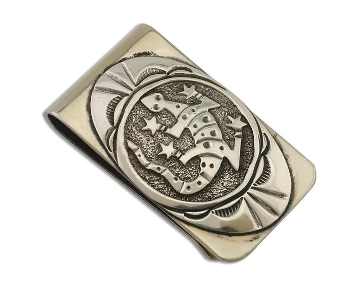 Navajo Lizard Money Clip .925 Silver & .999 Nickle Signed Gibson Gene C.80's