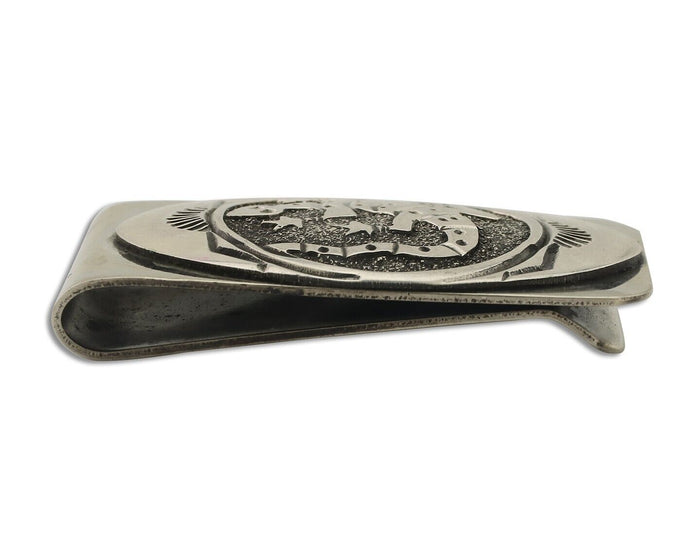 Navajo Lizard Money Clip .925 Silver & .999 Nickle Signed Gibson Gene C.80's