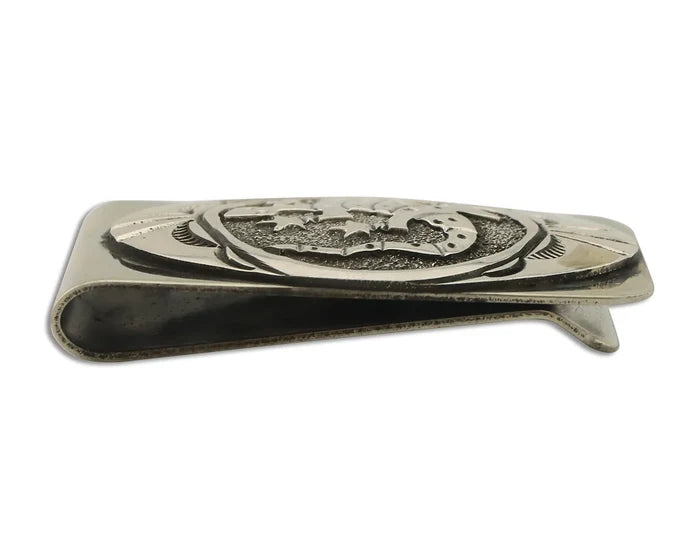 Navajo Lizard Money Clip .925 Silver & .999 Nickle Signed Gibson Gene C.80's
