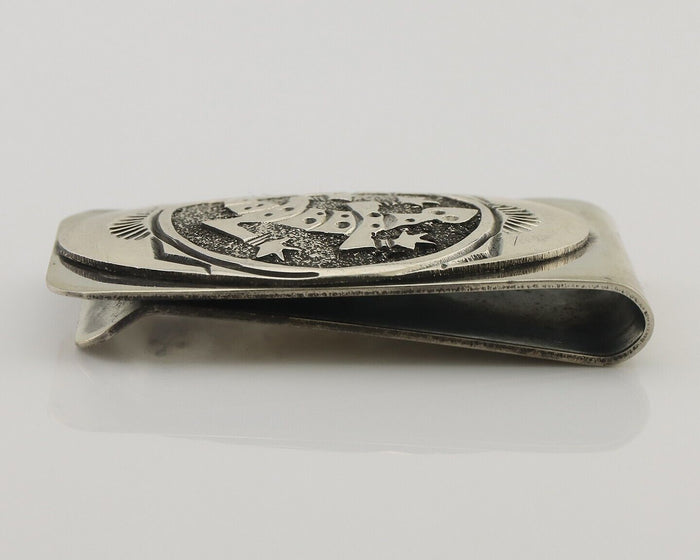 Navajo Lizard Money Clip .925 Silver & .999 Nickle Signed Gibson Gene C.80's
