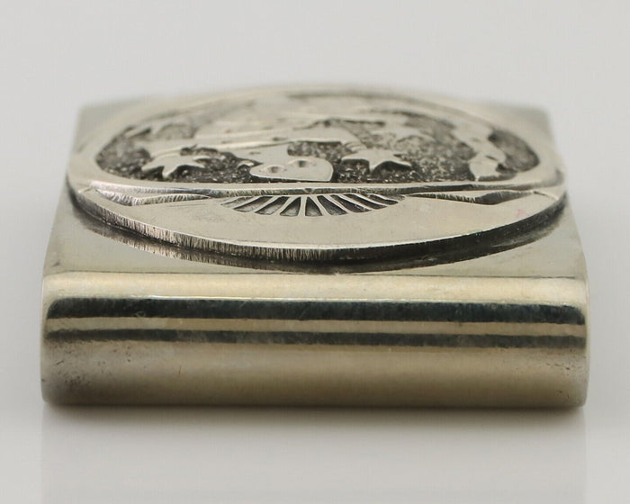 Navajo Lizard Money Clip .925 Silver & .999 Nickle Signed Gibson Gene C.80's