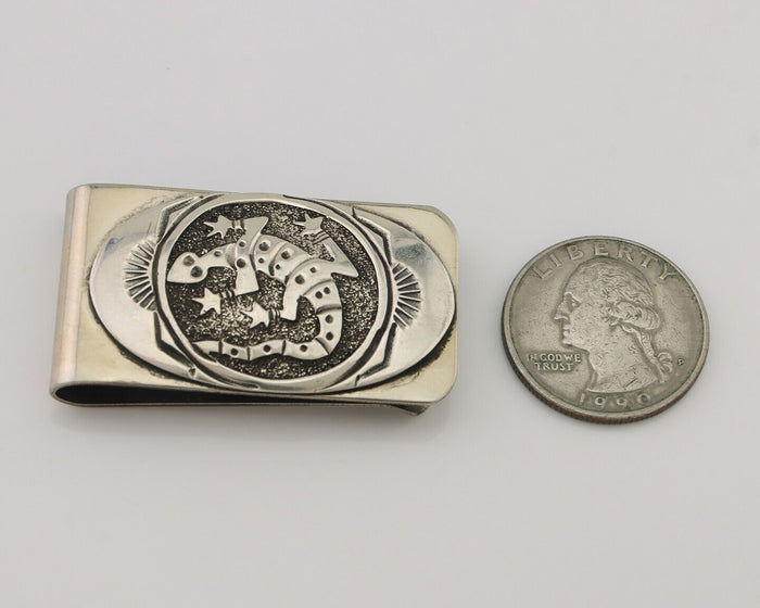 Navajo Lizard Money Clip .925 Silver & .999 Nickle Signed Gibson Gene C.80's