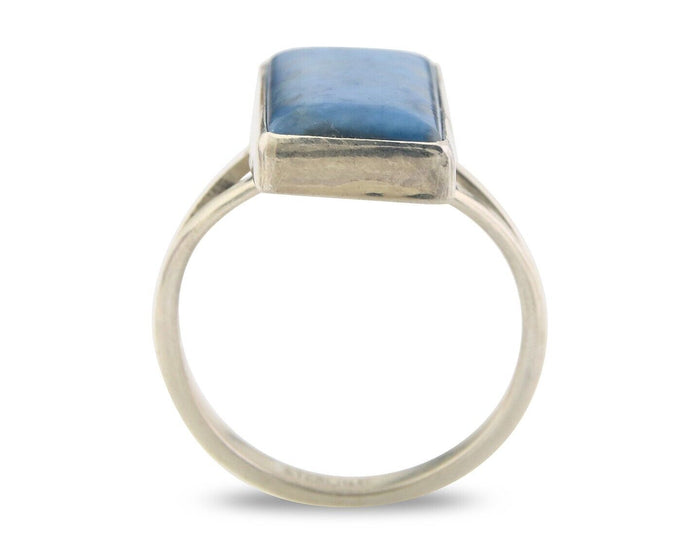 Navajo Men Ring 925 Sterling Lapis Handmade Native Artist C.80's Size 10.5