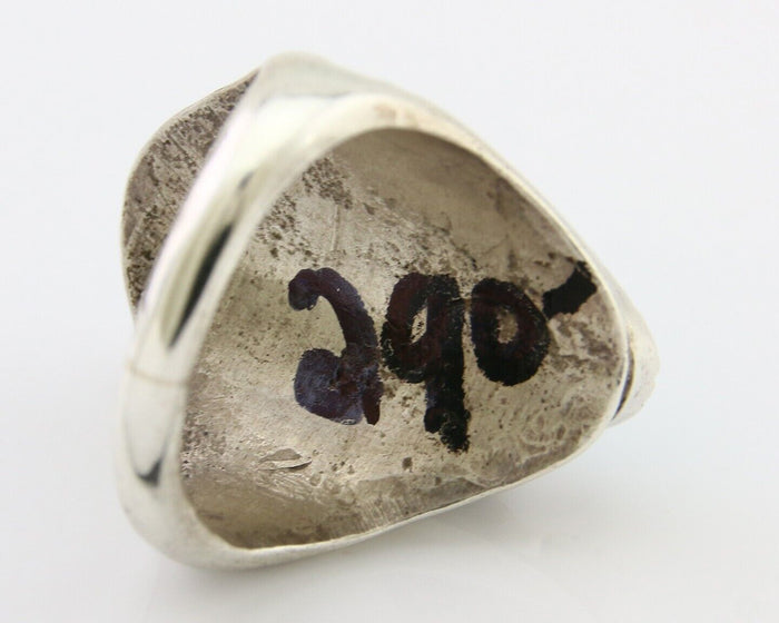 Navajo Men Ring Natural Turquoise & Coral 925 Silver Solid C.80's