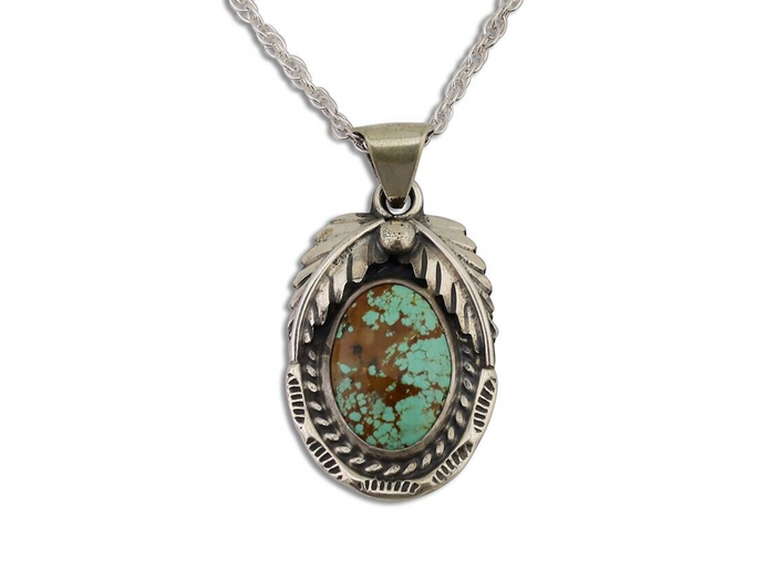 Navajo Mine 8 Turquoise Necklace 925 Silver Artist Signed SunRise C.80's