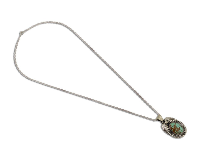 Navajo Mine 8 Turquoise Necklace 925 Silver Artist Signed SunRise C.80's