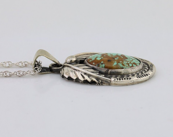 Navajo Mine 8 Turquoise Necklace 925 Silver Artist Signed SunRise C.80's